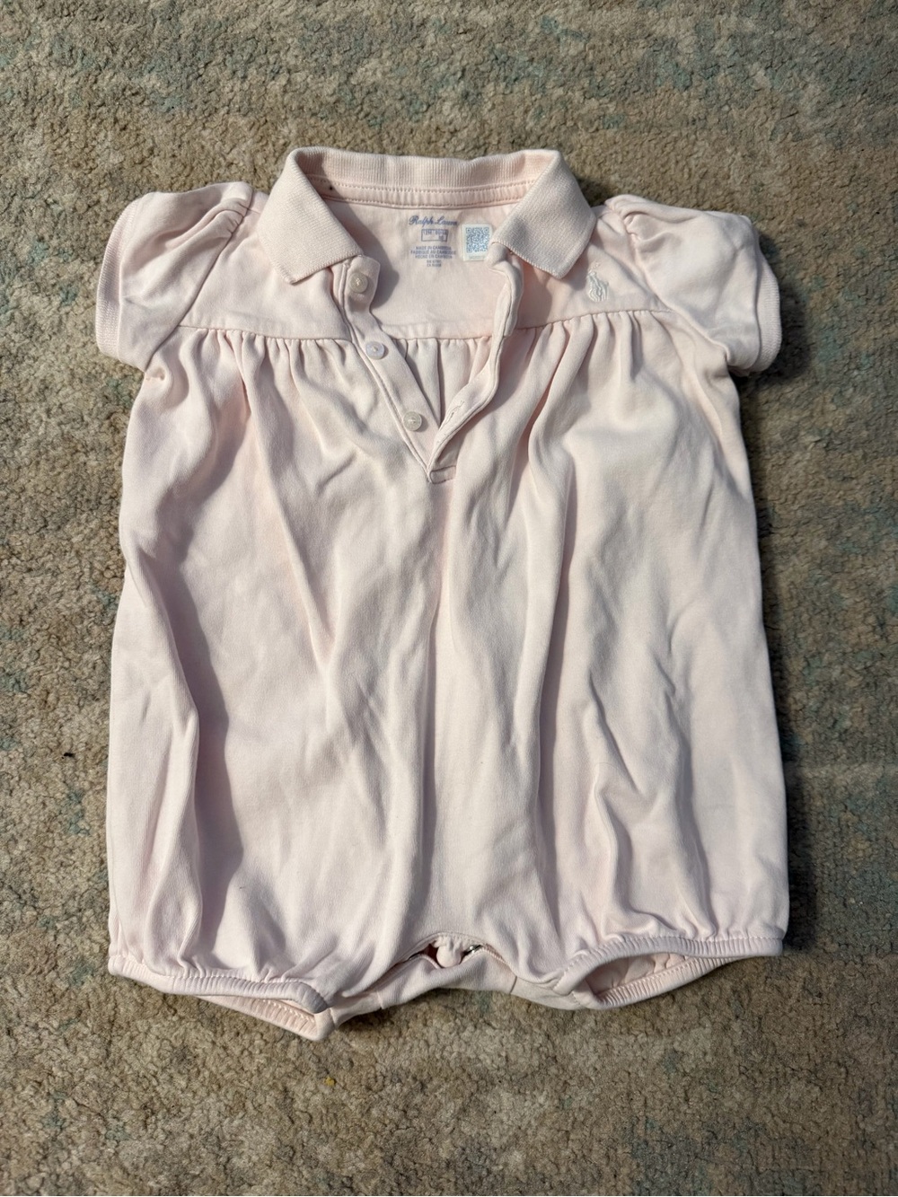 Ralph Lauren Light Pink Polo-Style Baby One-Piece